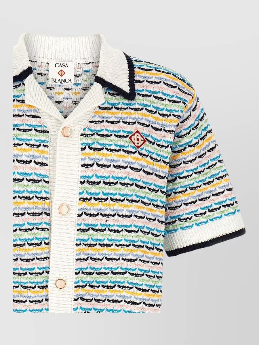 Casablanca Cotton Tuck Stitch Short-Sleeve Polo Shirt