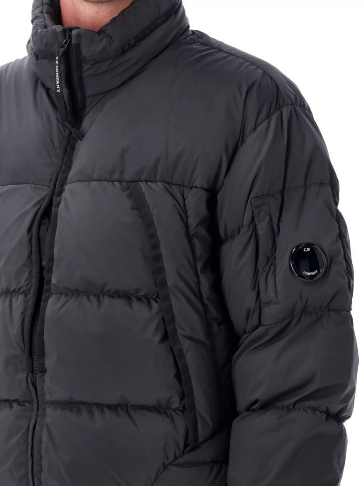 C.p. Company Nycra Quilted Puffer Jacket With High Collar