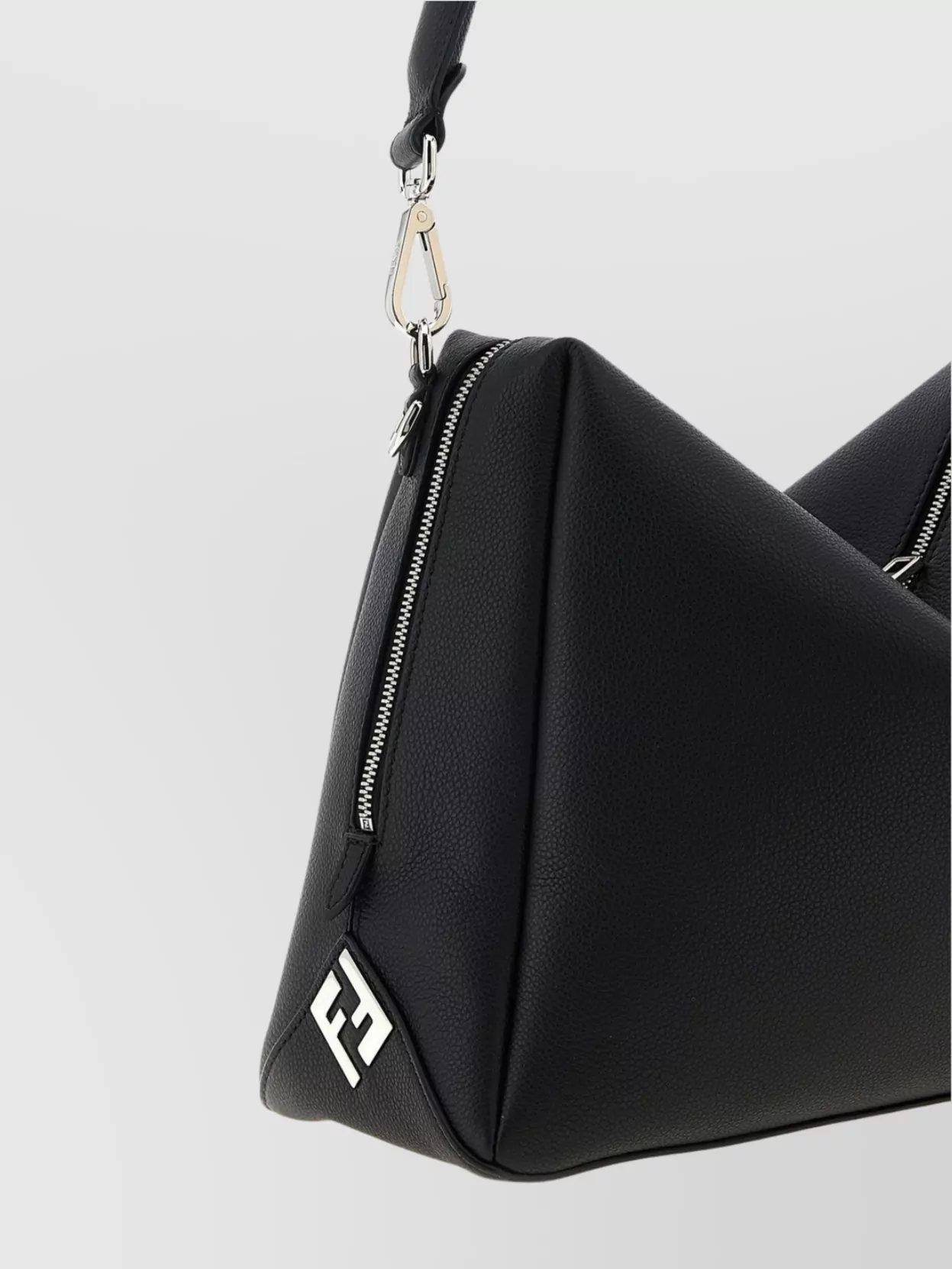 Fendi Large Shoulder Bag Adjustable Strap Metal Hardware Top Handle