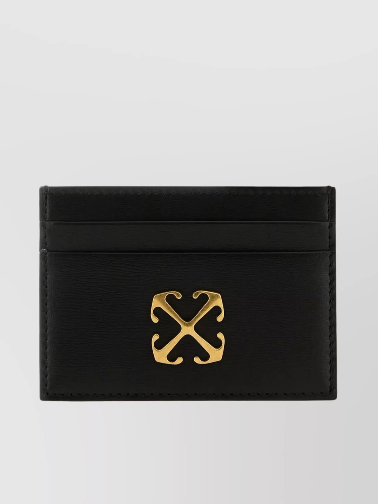 Shop Off-white Arrow Embellished Leather Card Holder In Black