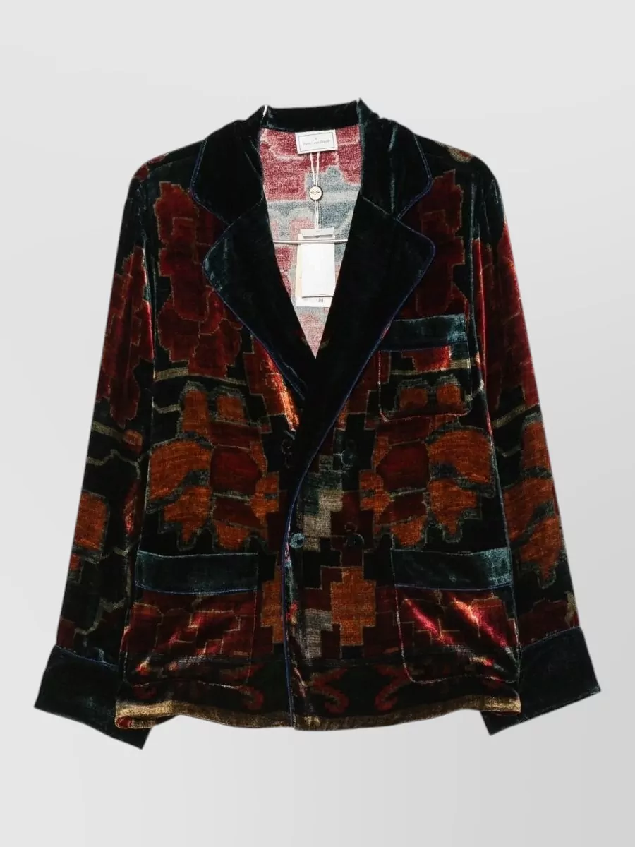 Pierre louise mascia silk velvet geometric-print single-breasted blazer