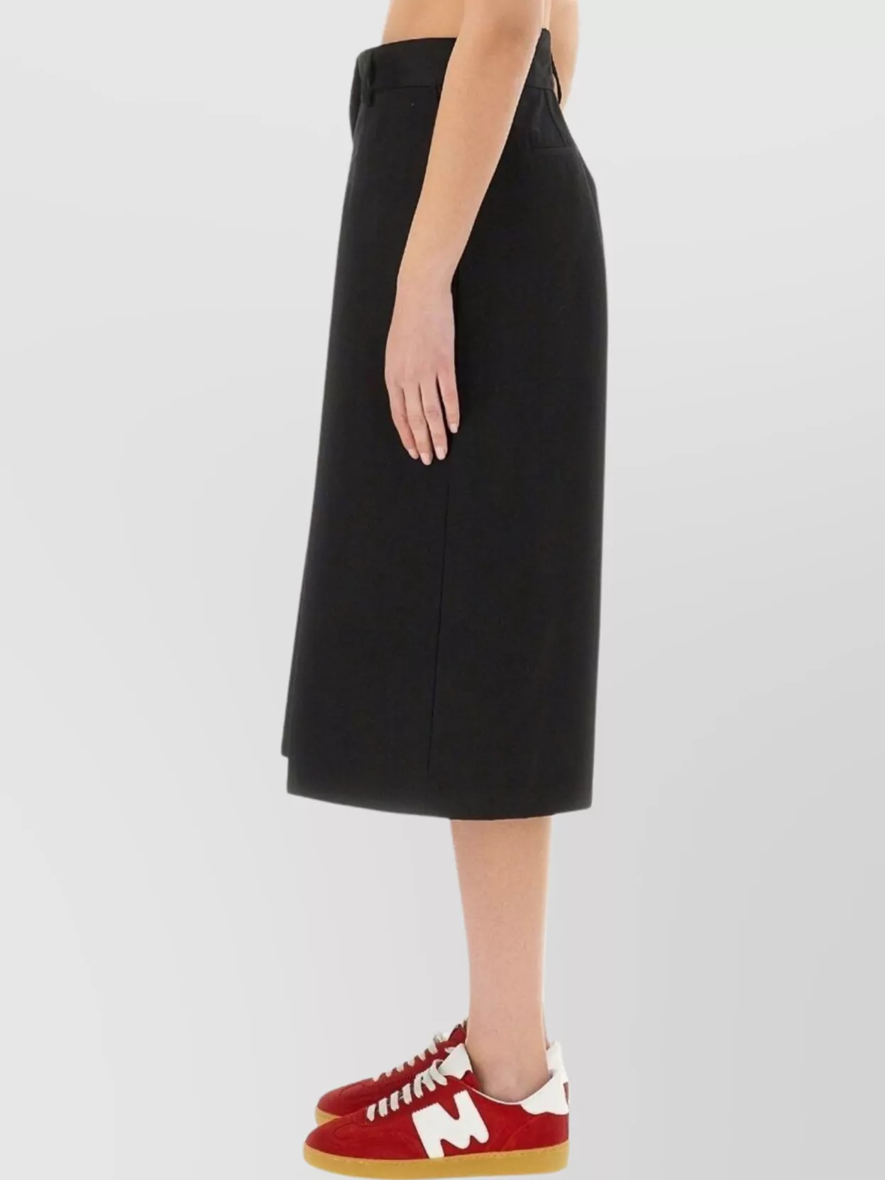 Shop Msgm Wide Fit Cropped Pants With Front Pleats