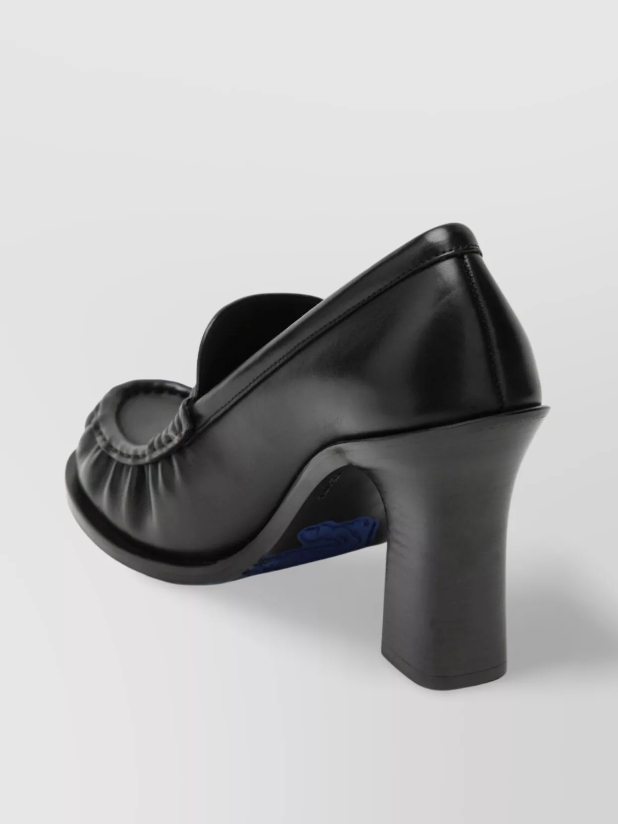 Burberry Block Heel Leather Loafers Round Toe