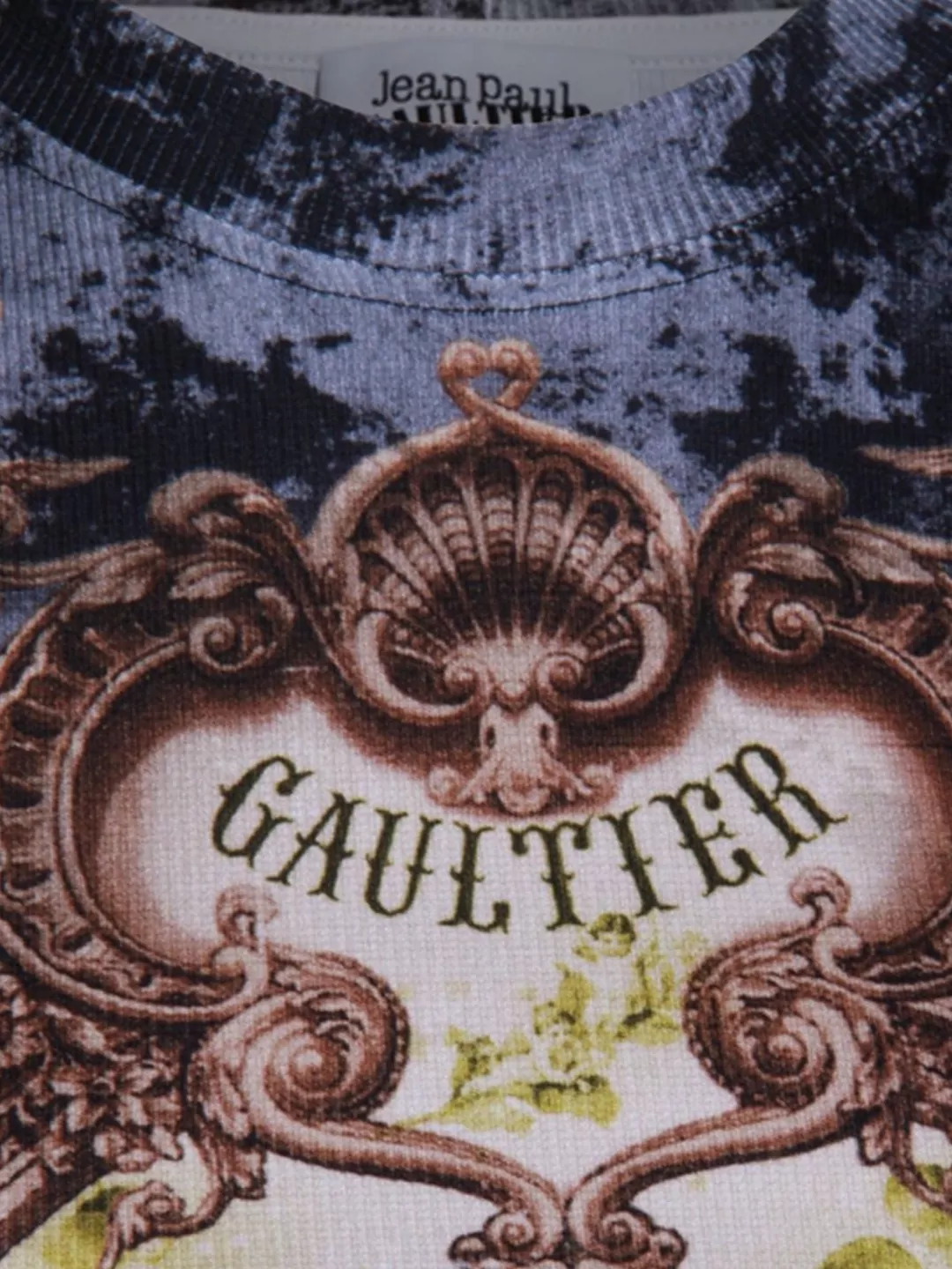 Jean Paul Gaultier Crew Neck Graphic Print Short Sleeves Top In Gray