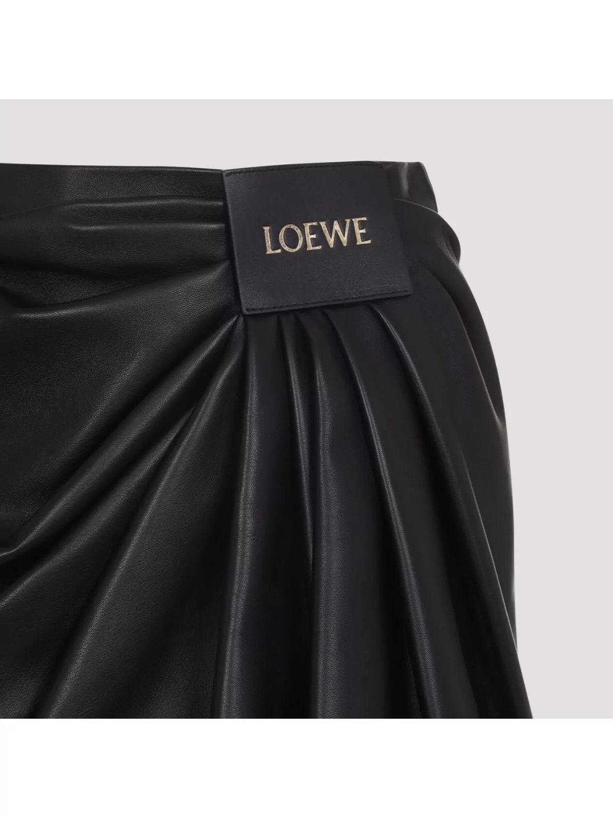 Loewe Draped Lambskin Midi Skirt In Black