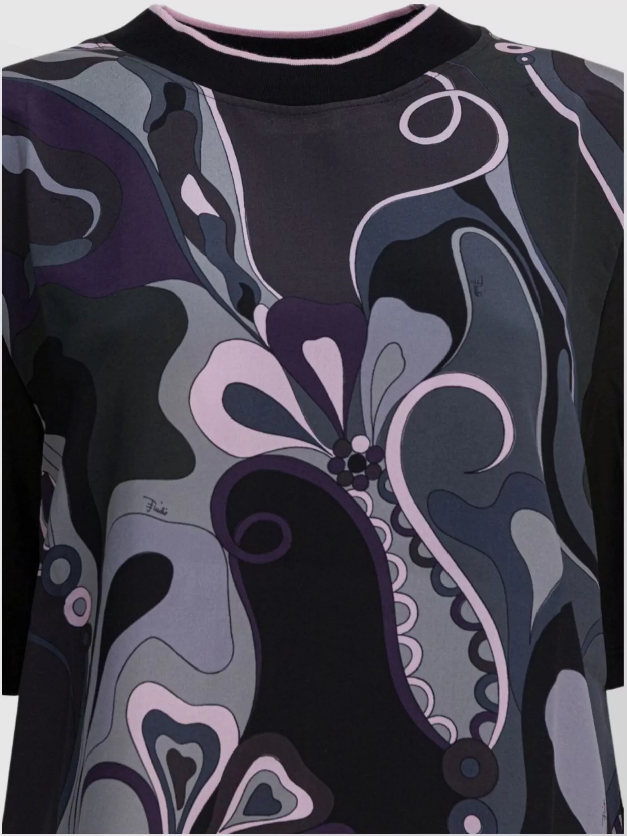 Pucci Abstract Print Crewneck Cotton Silk T-Shirt