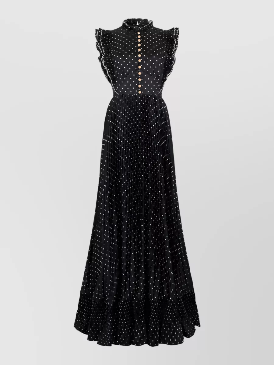 Self-Portrait Polka-dot ruffled pleated maxi dress