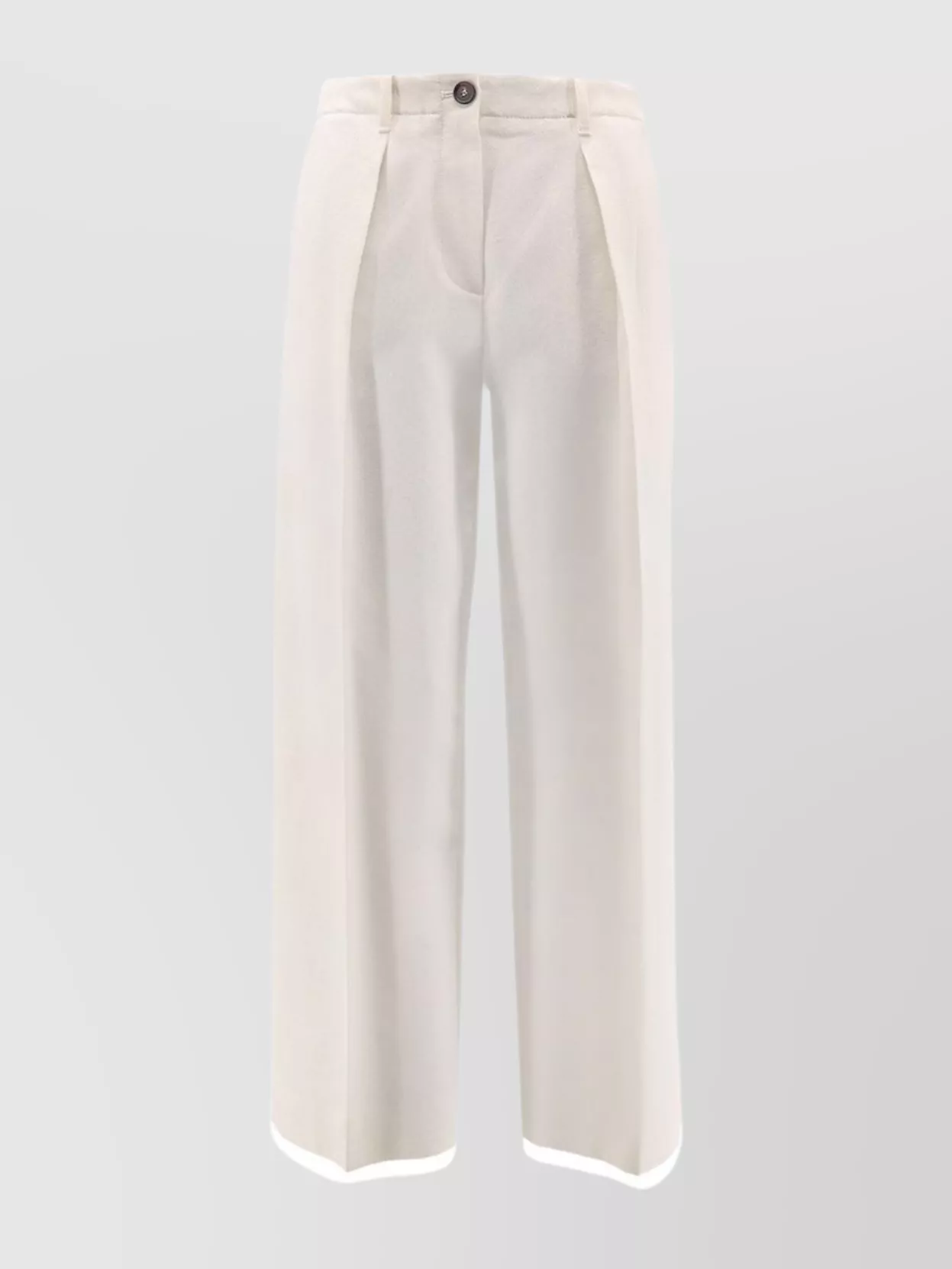 Brunello Cucinelli Cotton And Wool Trousers With Adjustable Drawstring In White
