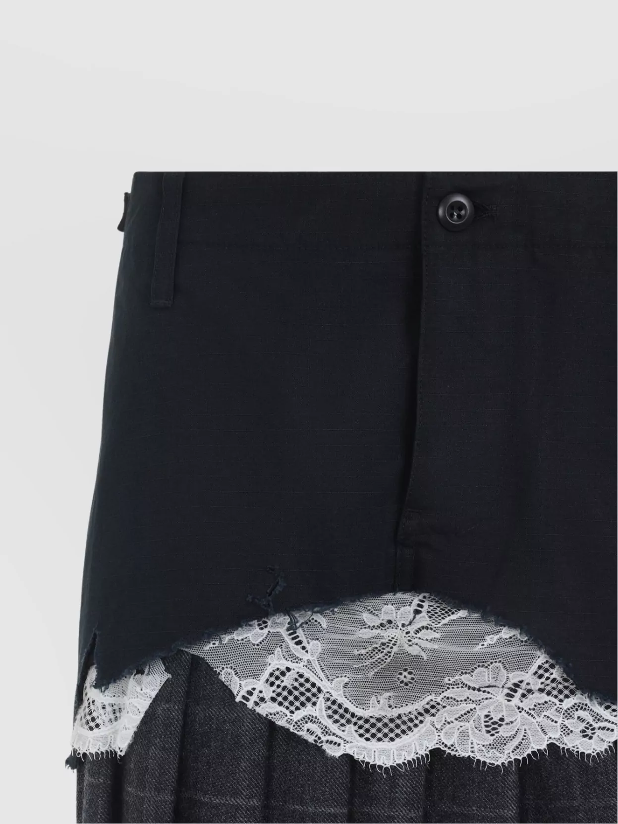Balenciaga Cargo Skirt With Pleated Hem And Lace Trim In Blue