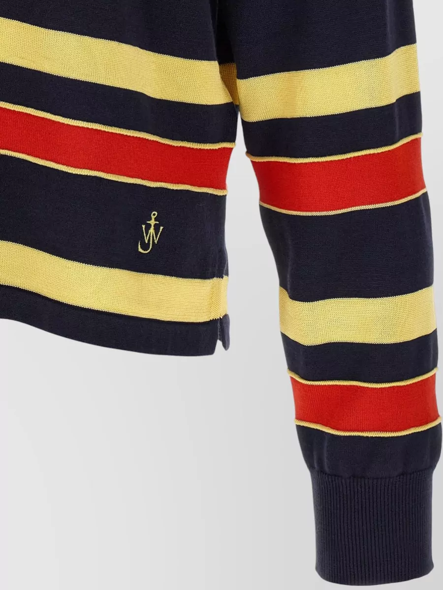 Jw Anderson Long Sleeve Striped Knit Polo Shirt