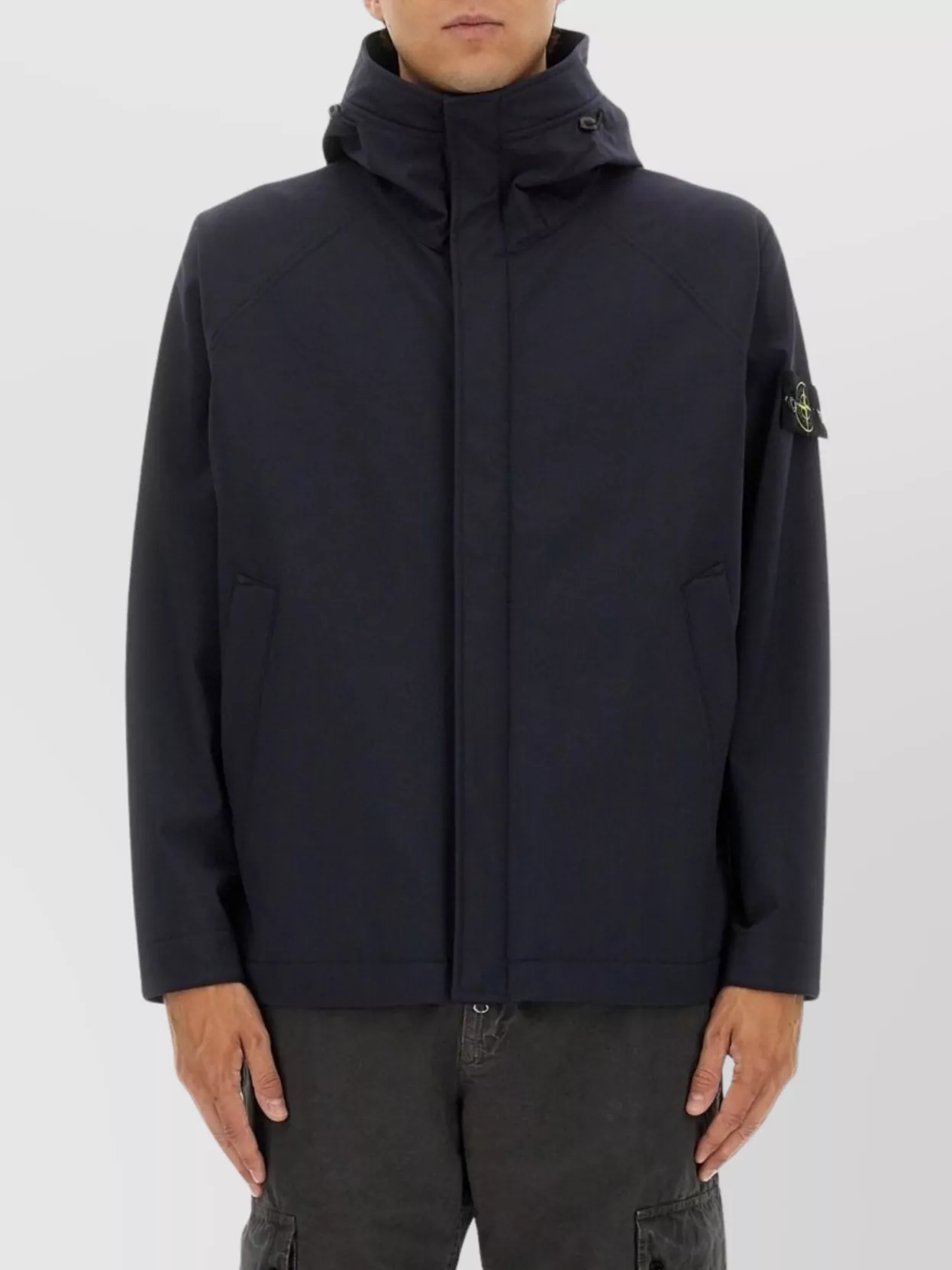 Stone Island Jacket Hooded Front Pockets In Blue
