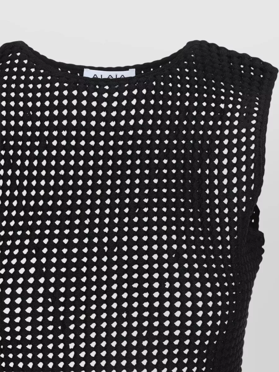Alaïa Mesh Peplum Sleeveless Knitted Top