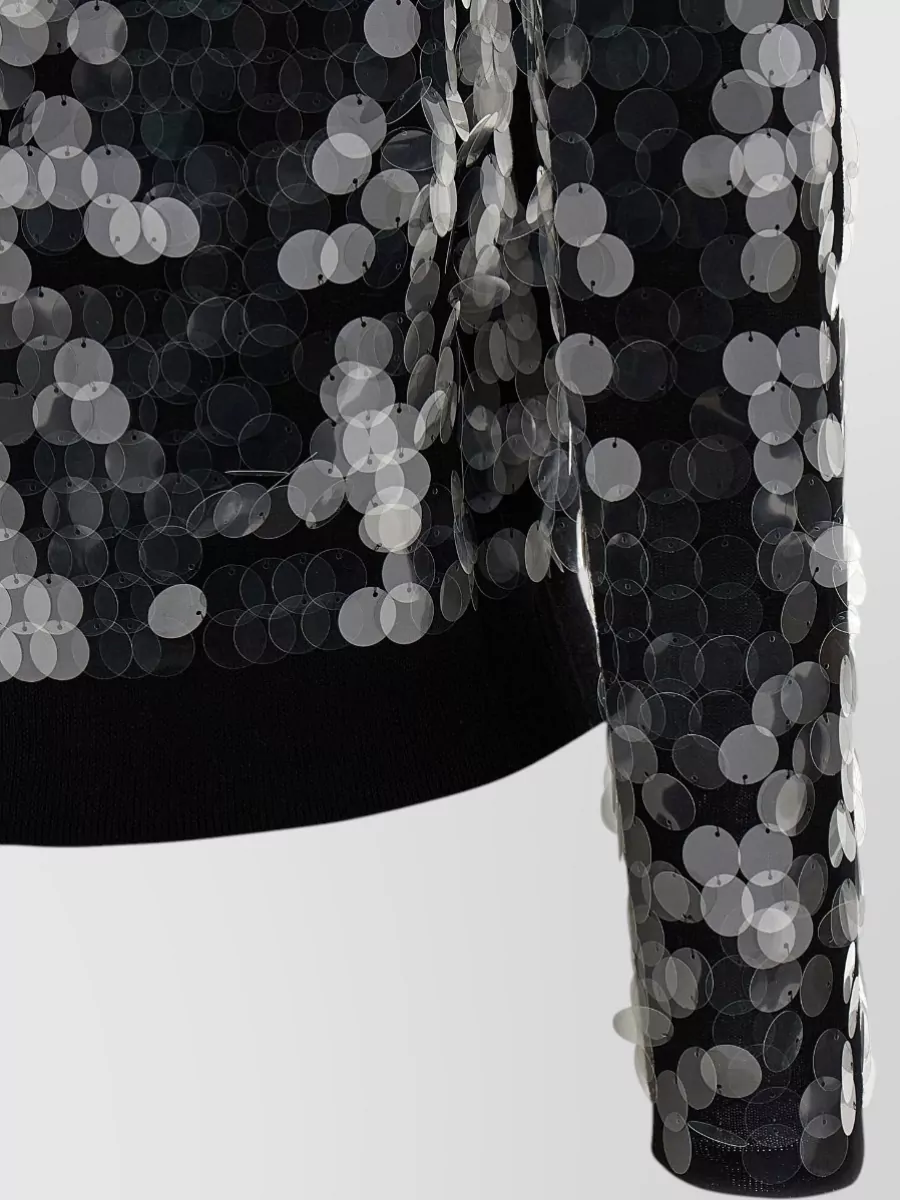 S Max Mara Wool Sequin Knit Crew Neck Long-Sleeve Cardigan