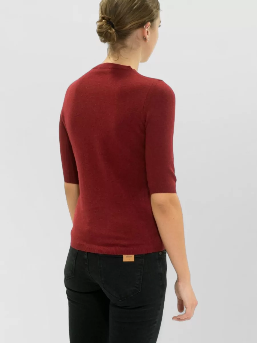La Rose Cashmere 3/4-Sleeve Knitted Top
