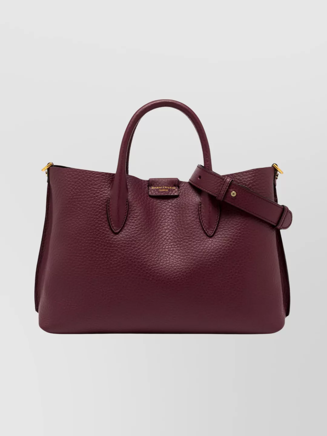Gianni Chiarini Structured Wine Berry Double Grain Leather Handbag In Burgundy