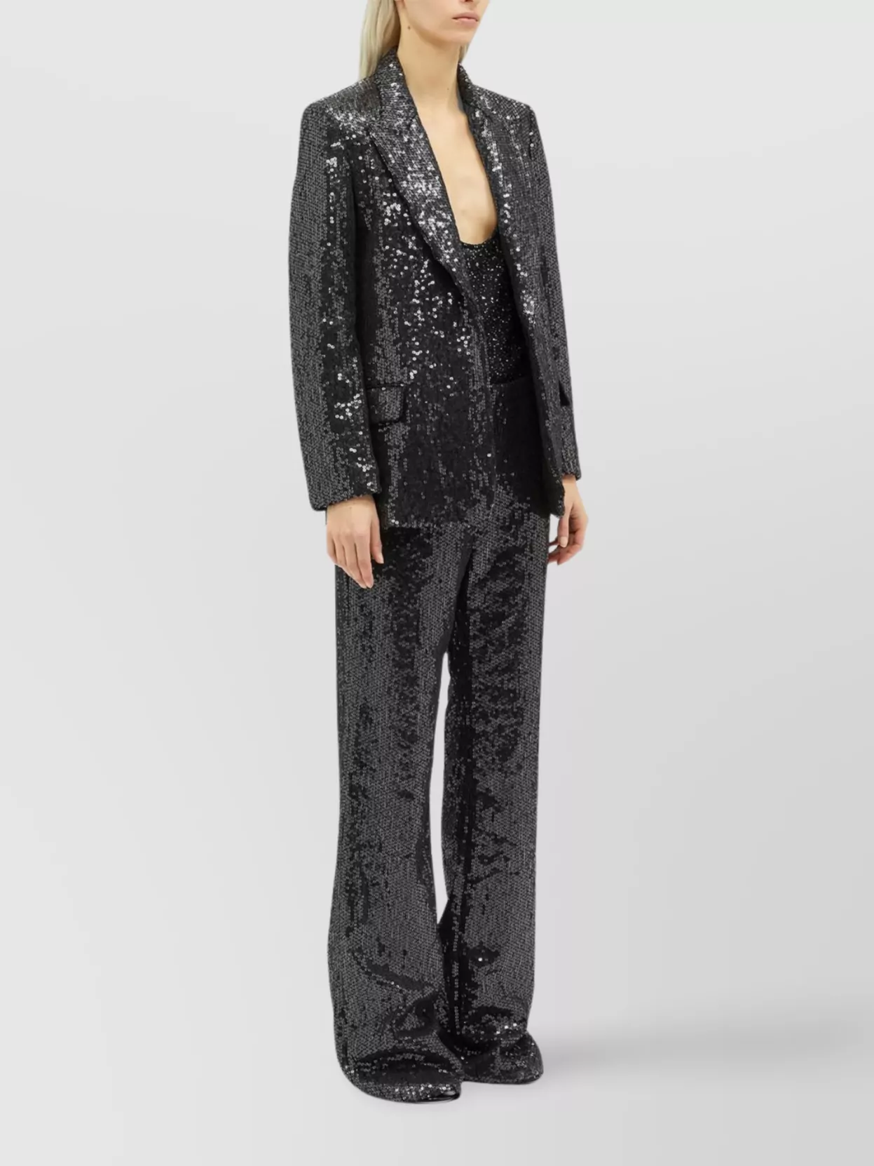 Msgm Flap Pockets Sequin Embellished Lapel Suit