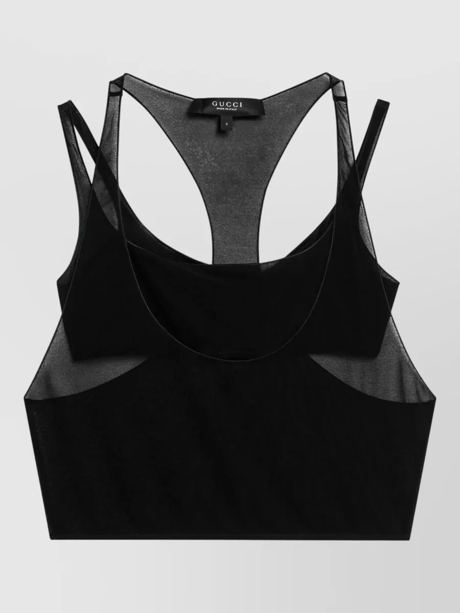 Gucci cropped crepe racerback bralette top