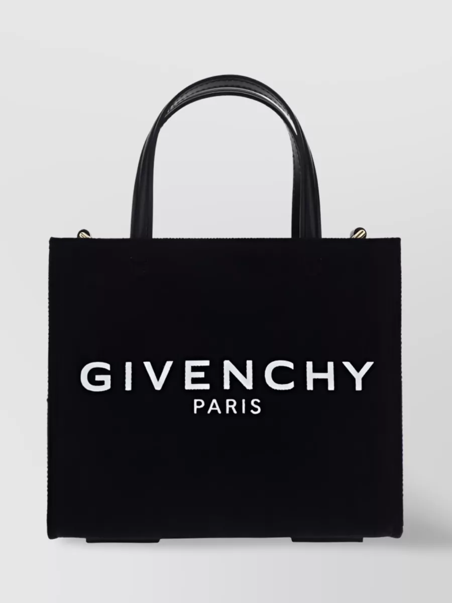 Shop Givenchy Mini Small Cotton And Linen Canvas Hand Tote. In Black