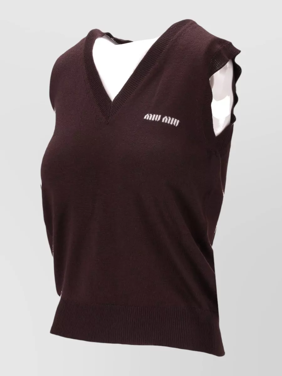 Miu Miu Wool Knitwear V Neck Sleeveless Top