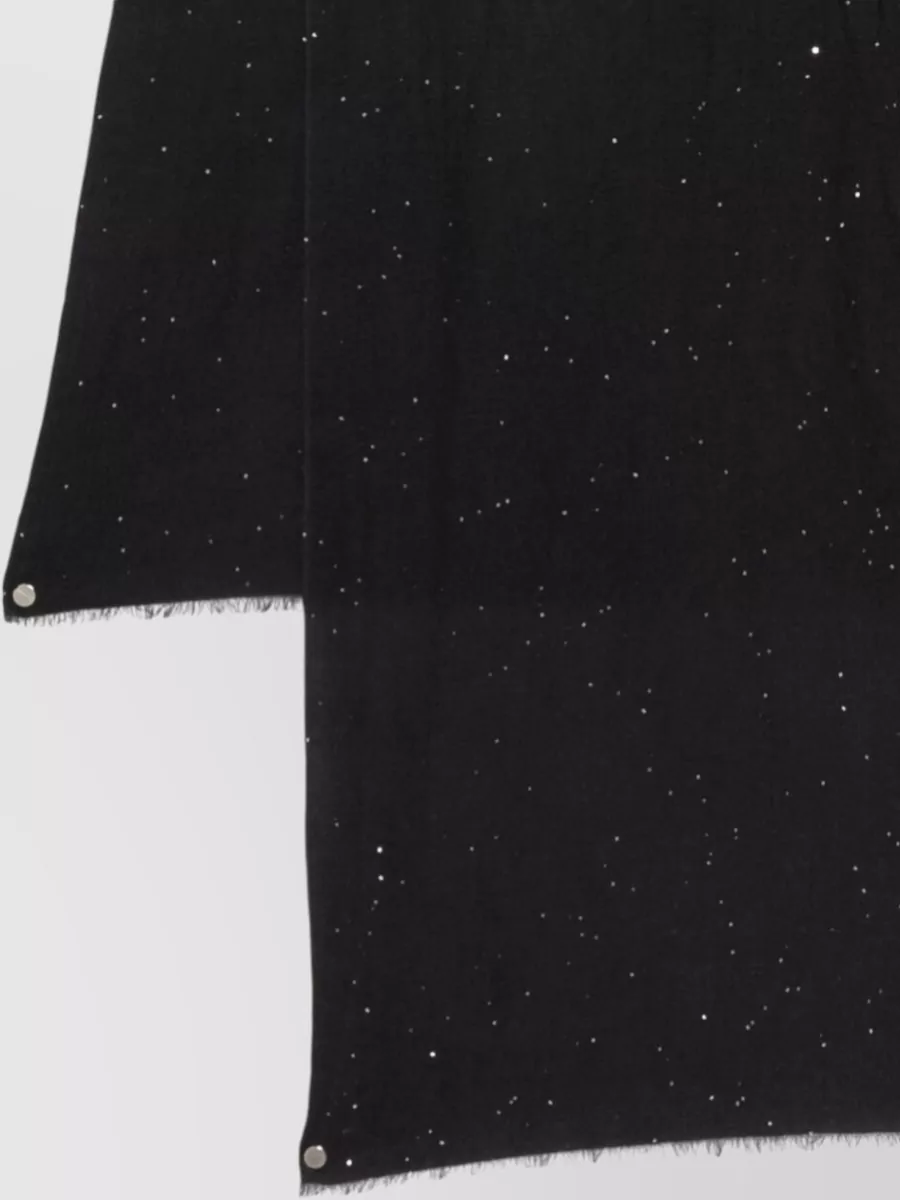 Faliero Sarti Silk Nylon Blend Scarf Star Pattern Fringes