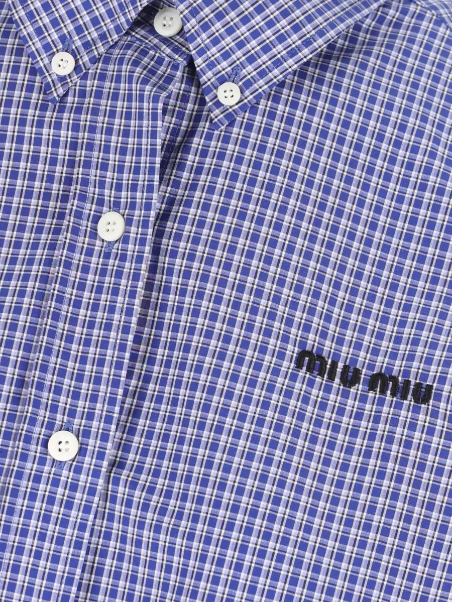 Miu Miu Checked Cotton Long-Sleeve Shirt