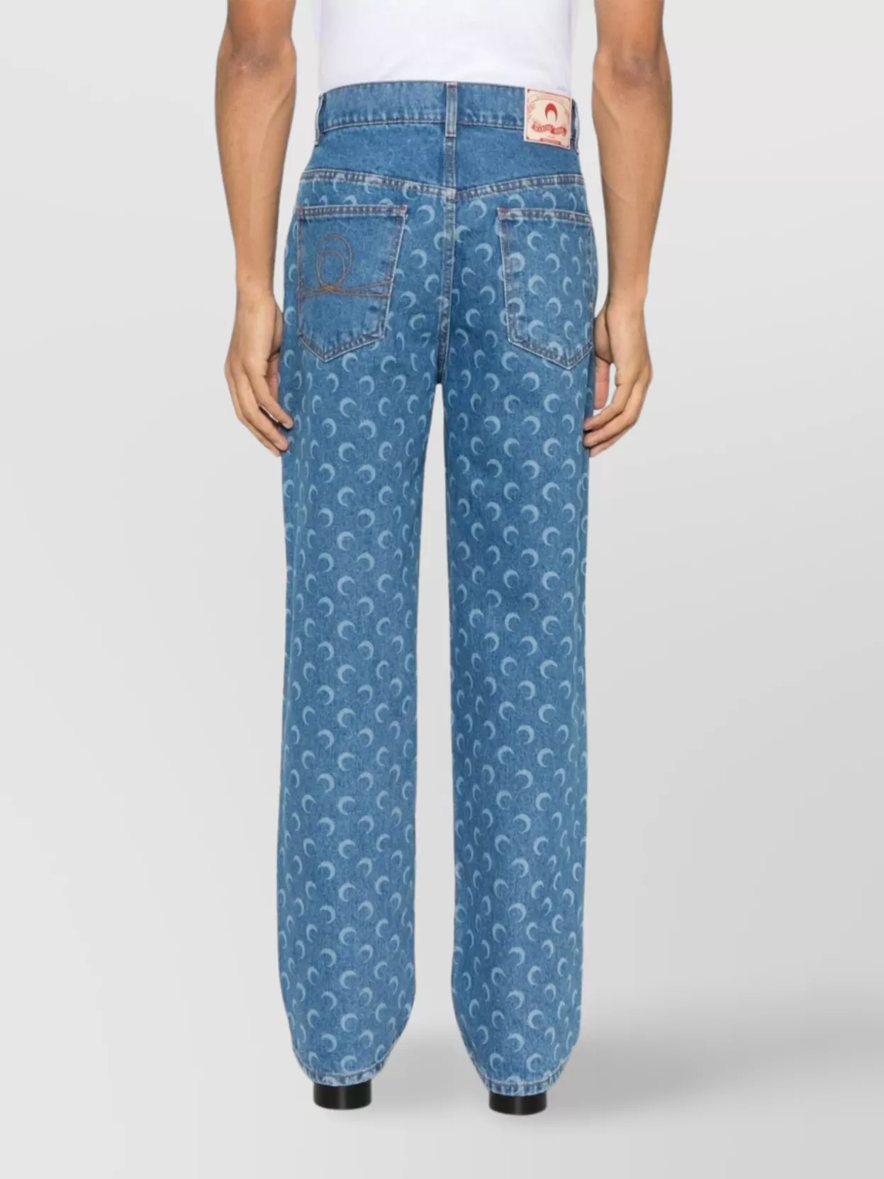 MARINE SERRE MOON DENIM BAGGY JEANS WITH ALL-OVER PRINT