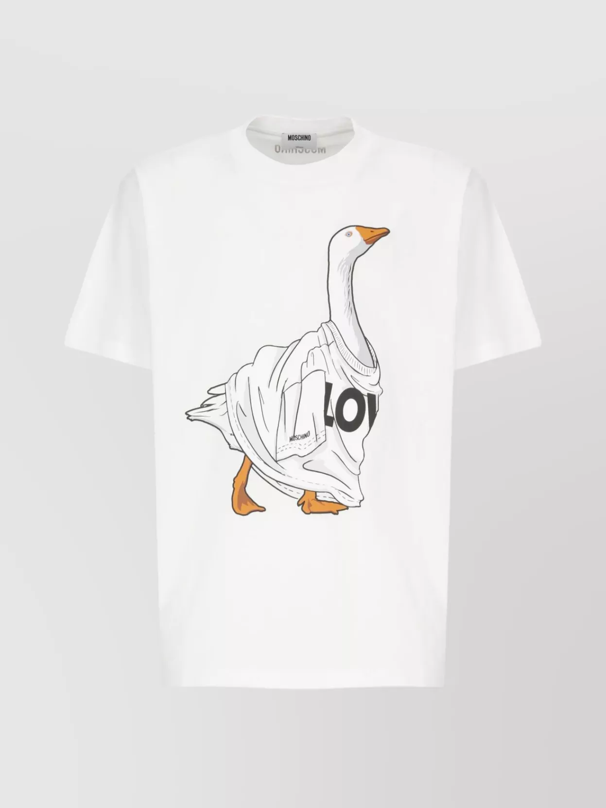 Moschino Organic Cotton Jersey T-shirt Goose In White