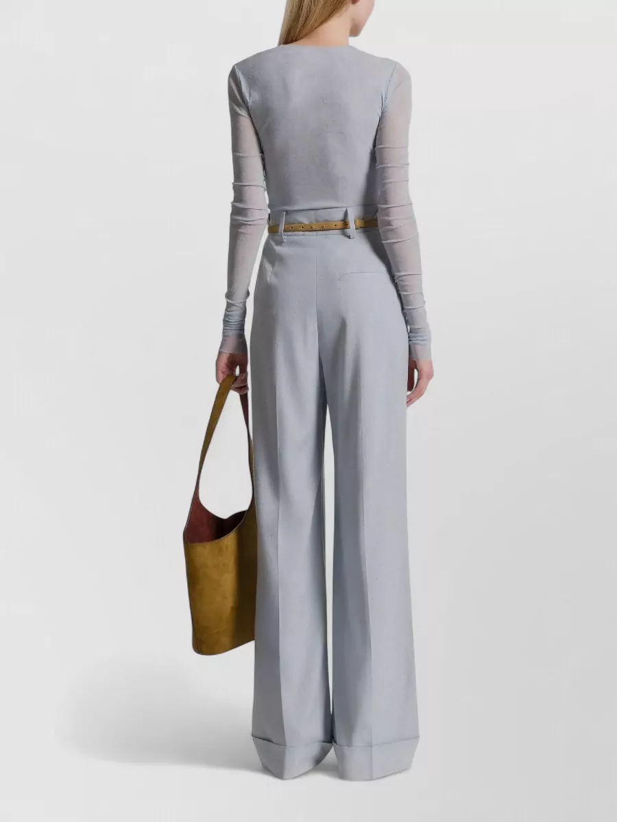 Alberta Ferretti High Waist Pleated Trousers Belt Loops