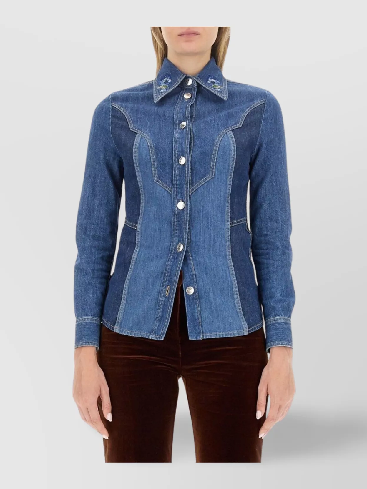 Etro Denim Design Slim Fit Shirt