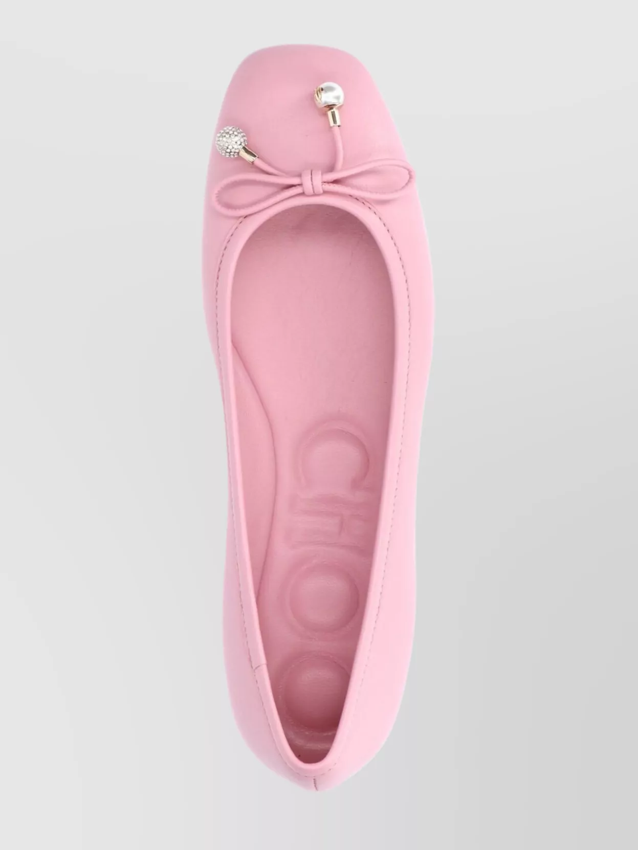 Jimmy Choo Elme Leather Bow Ballerina Flats In Pink