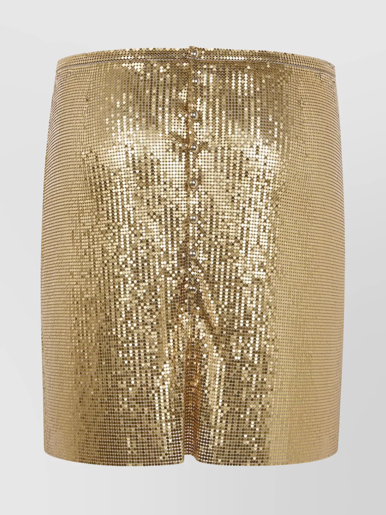 Paco Rabanne Metallic Sequin Button Skirt
