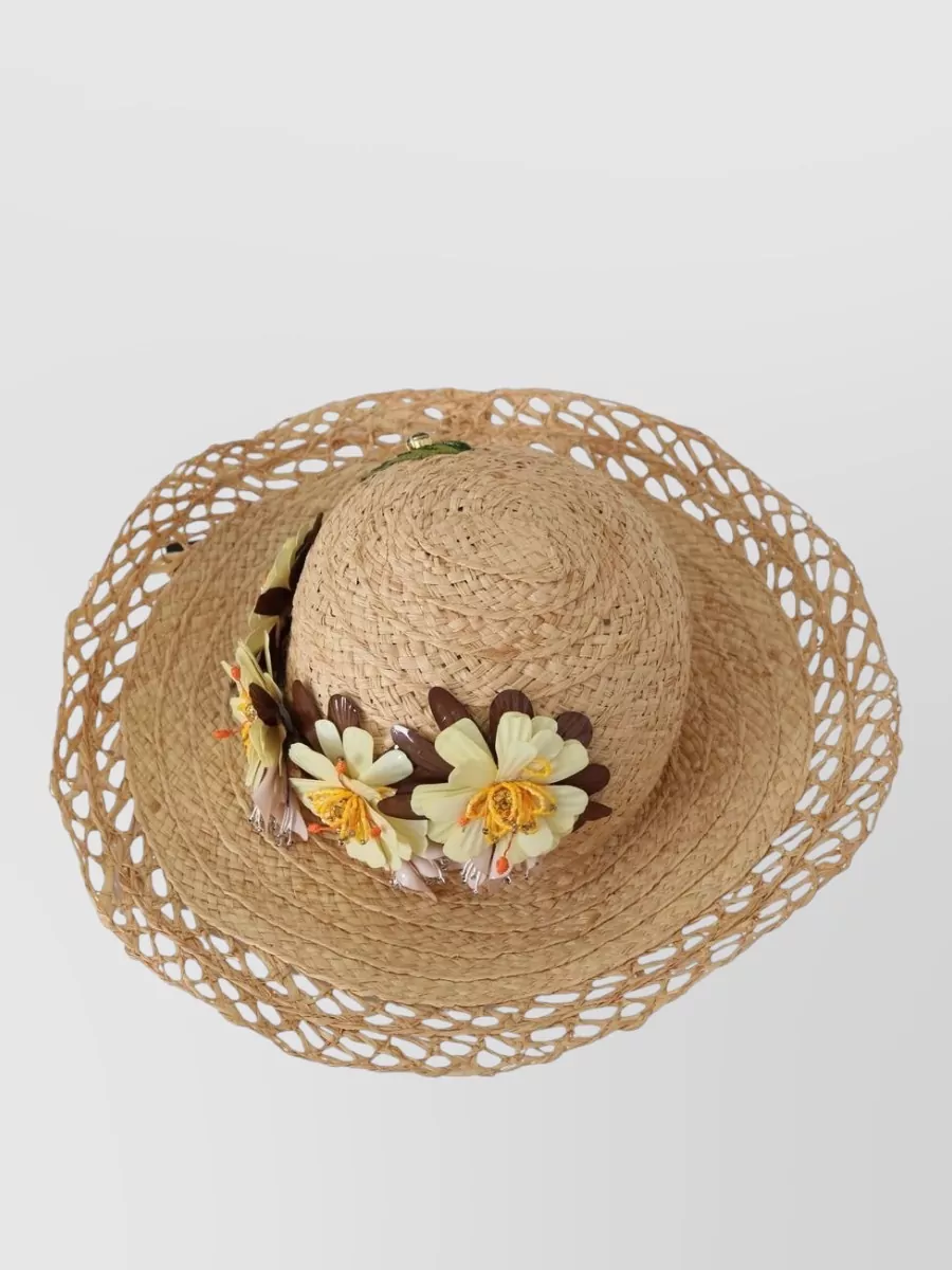 Dolce&Gabbana floral-embellished raffia sun hat