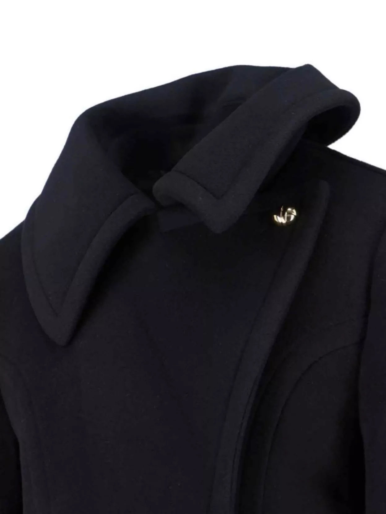 Patou Cropped Double Breasted Coat With Gold Buttons In Black