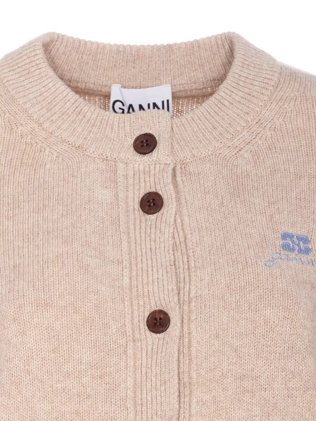 Ganni Knitwear With Long Sleeves And V-Neck