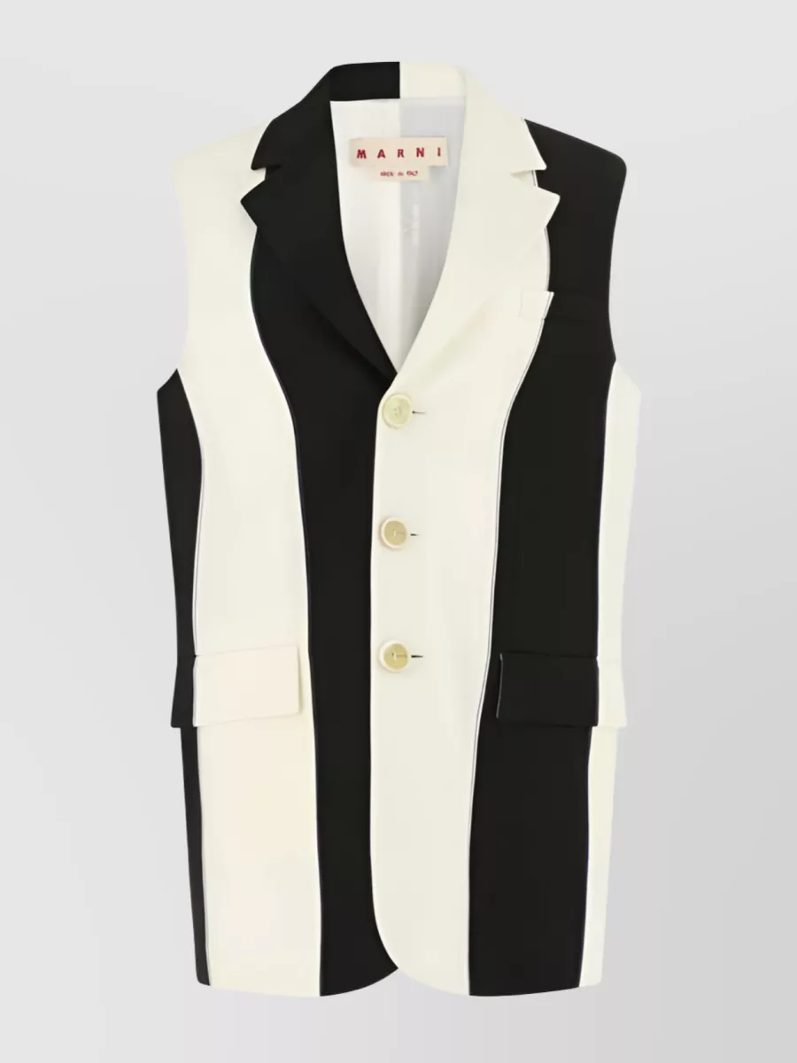 Shop Marni Two-tone Panelled Wool Vest In White