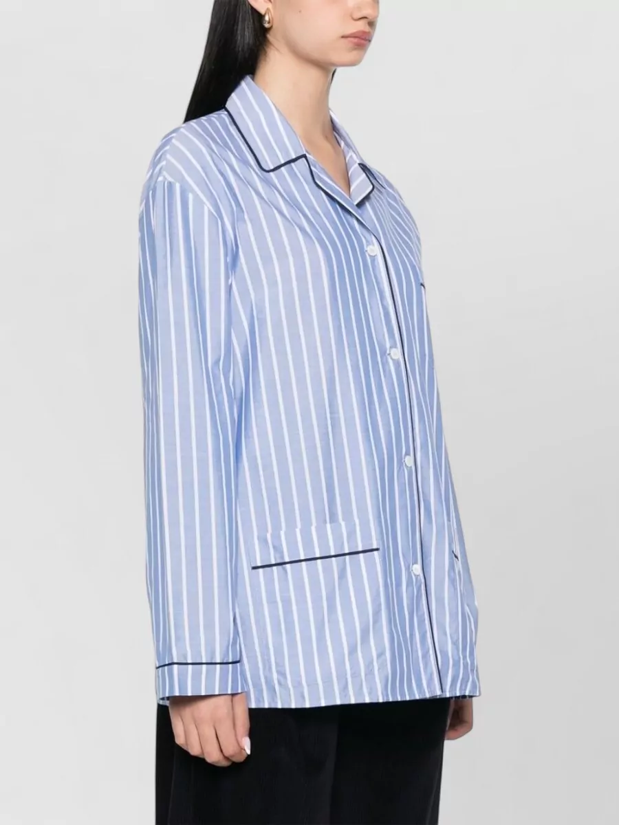 Prada Striped Cotton Poplin Long-Sleeve Shirt