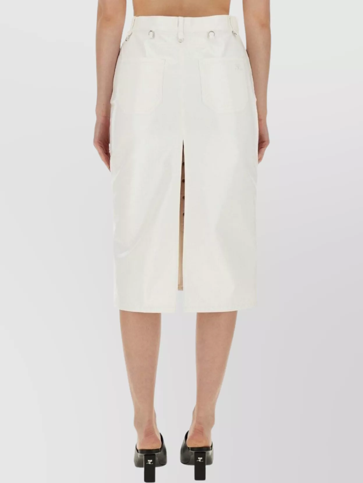 Courrèges Midi Skirt With Front Button Detailing And Back Slit