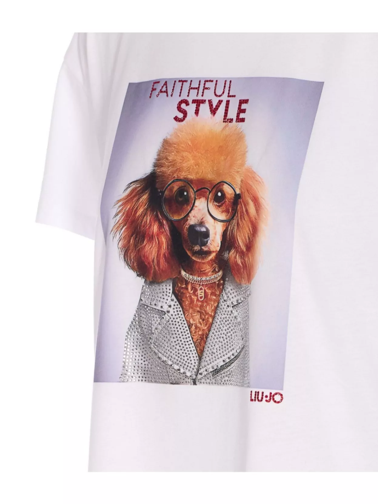 Liu Jo Graphic Dog Print T-Shirt With Strass Detail