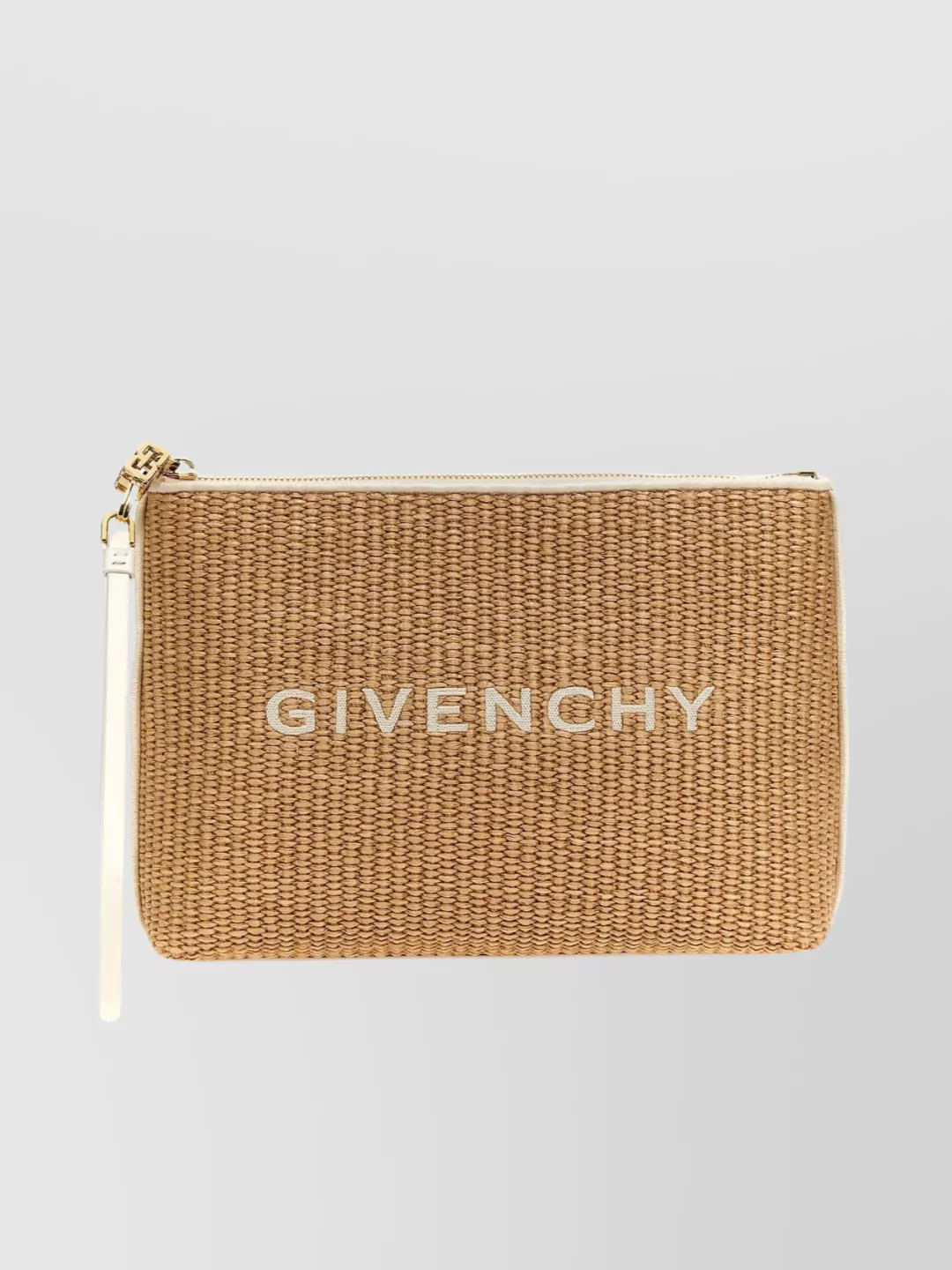 Givenchy Logo Raffia Clutch In Neutrals