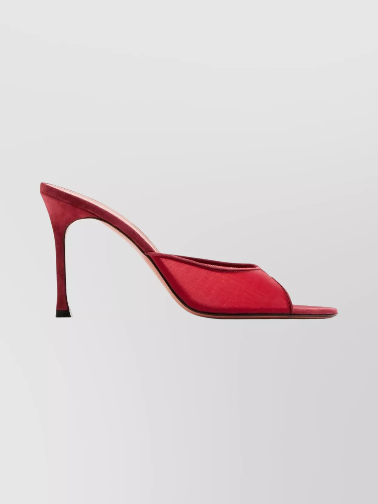 Amina Muaddi Square Toe Mesh Stiletto Mules In Red