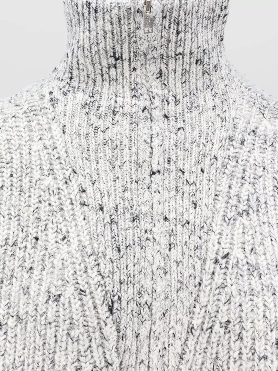 Isabel Marant Etoile Ribbed Melange Turtleneck Half Zip Sweater