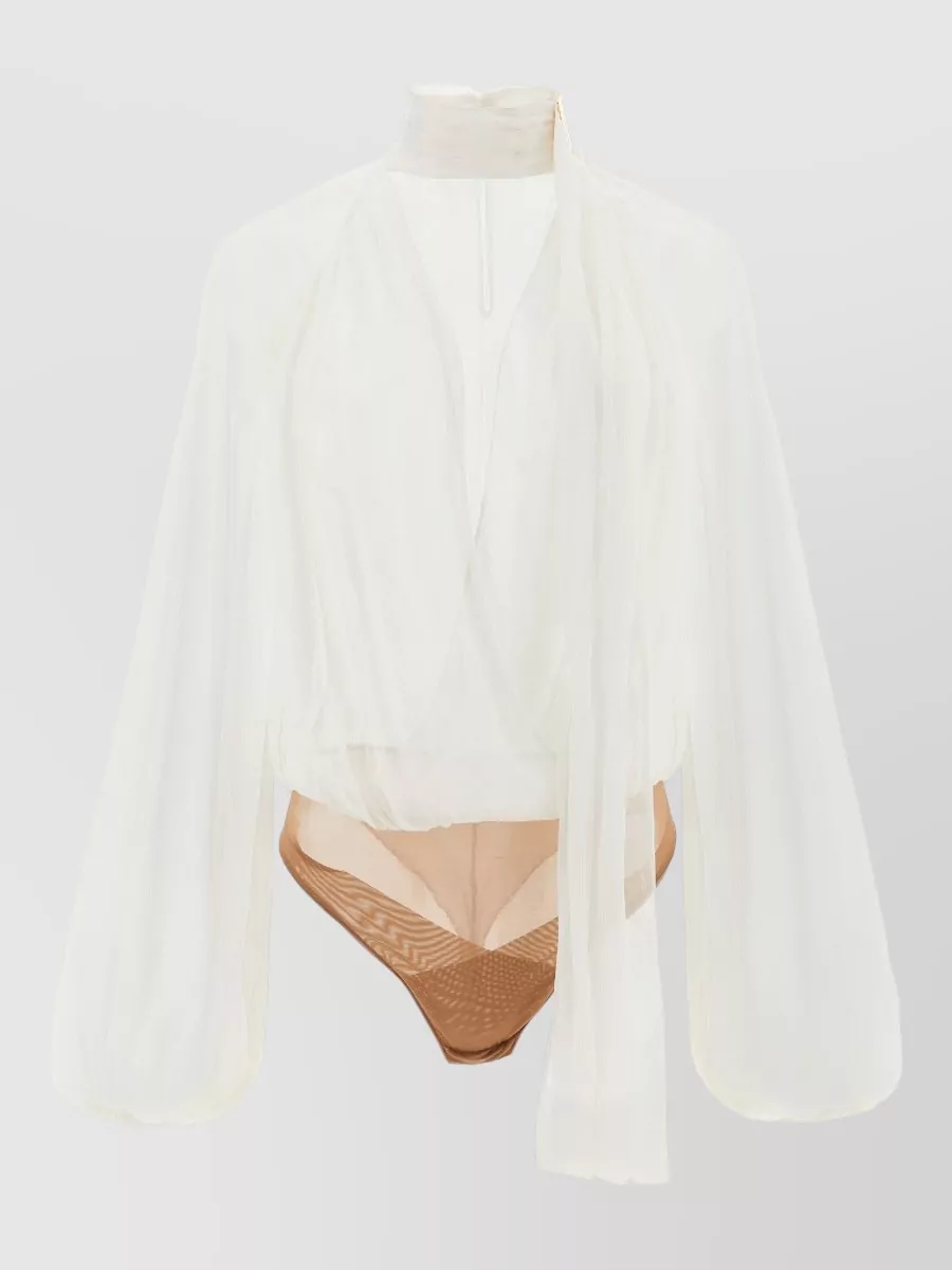 Elisabetta Franchi crepe v-neck long-sleeve bodysuit