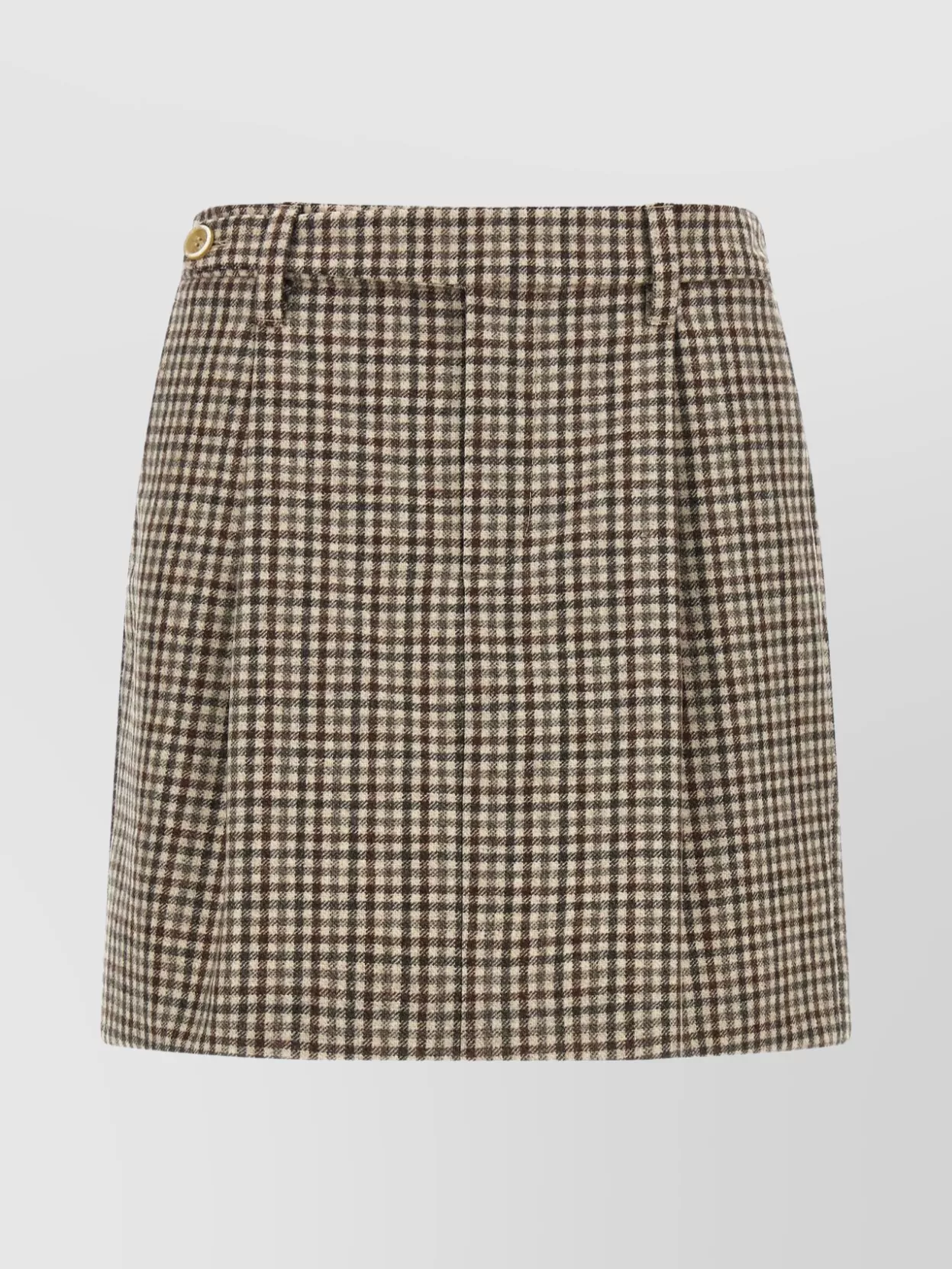 Brunello Cucinelli Checked Virgin Wool Flannel Miniskirt In Brown