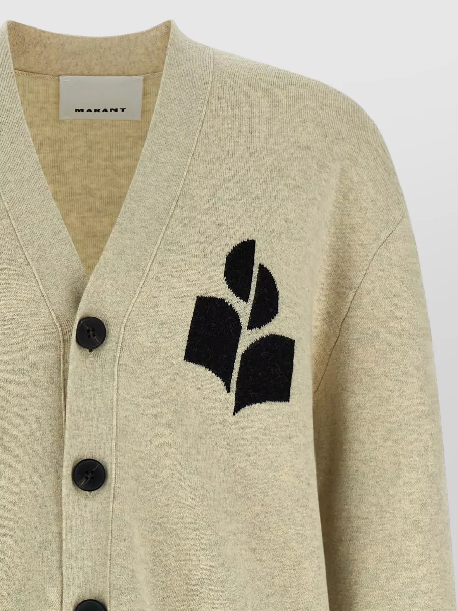 Isabel Marant Curtis V-Neck Logo-Knit Cardigan