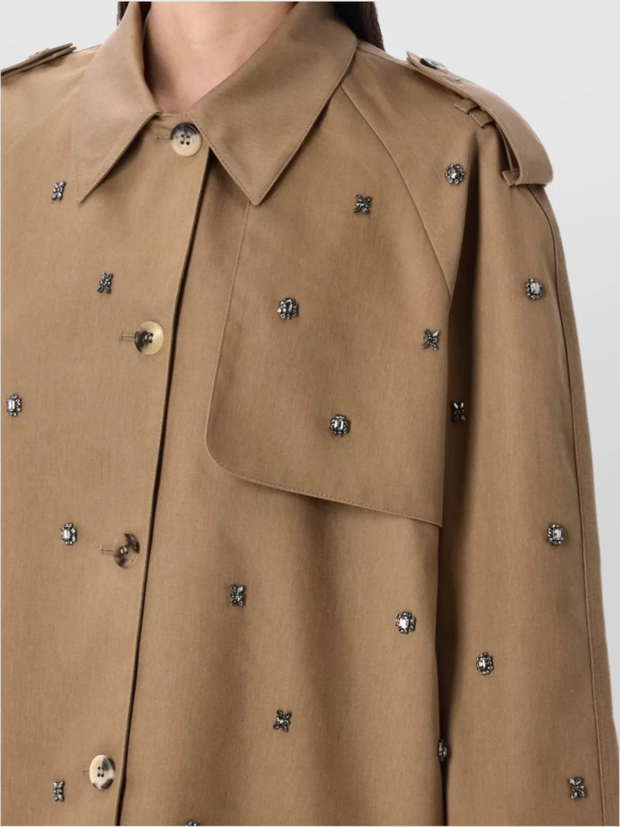 Golden Goose Noa Short Trench Embellished Epaulettes