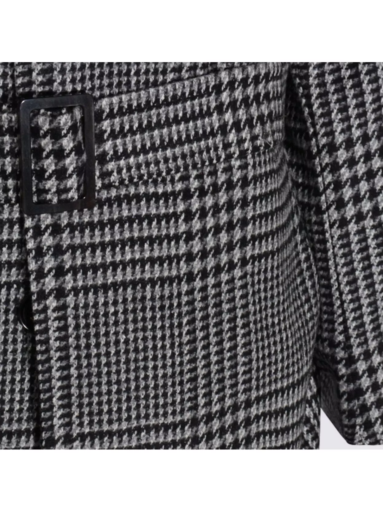 Zegna Houndstooth Pattern Coat Belted Waist