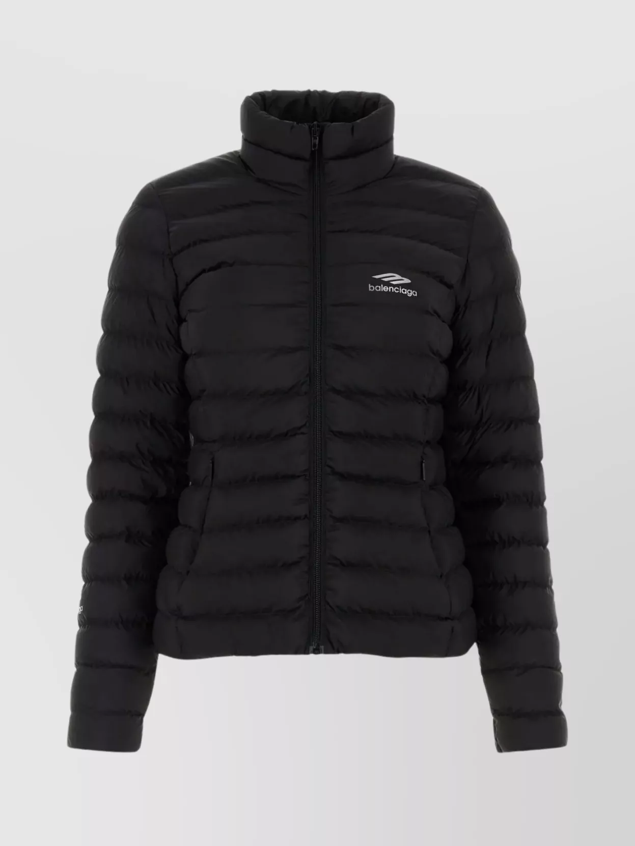 Shop Balenciaga Padded Jacket With Elastic Cuffs And High Neck In Black
