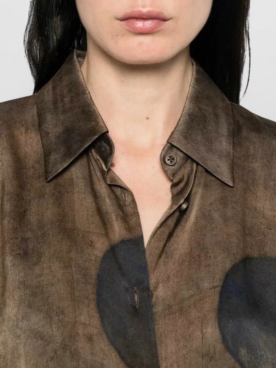 Uma Wang Silk Polka-Dot Button-Up Blouse