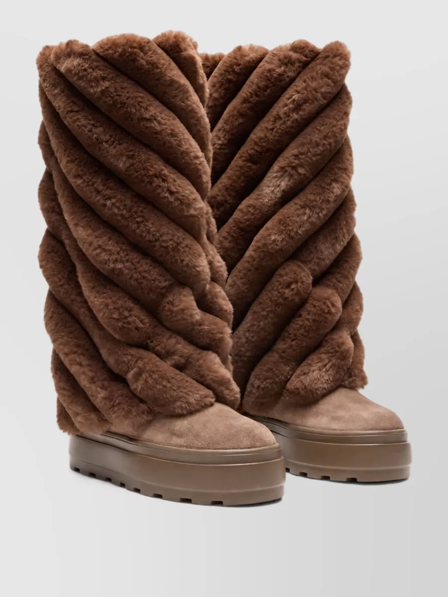 Casadei leather faux fur panel ankle boots