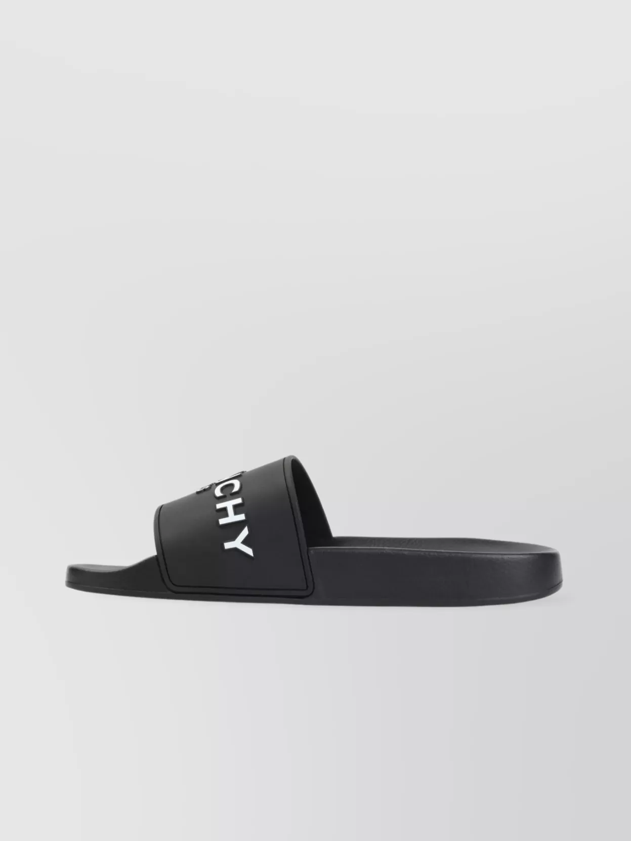 Givenchy Black Flat Slides With Logo In Polyurethane Man